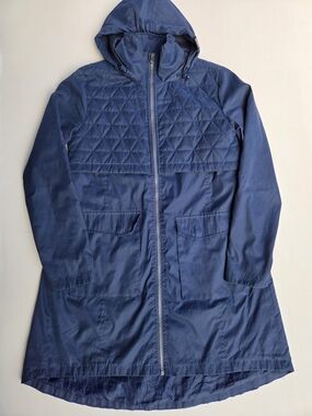 Mondetta Quilted Overlay Rain Trench Coat Navy Size-Small